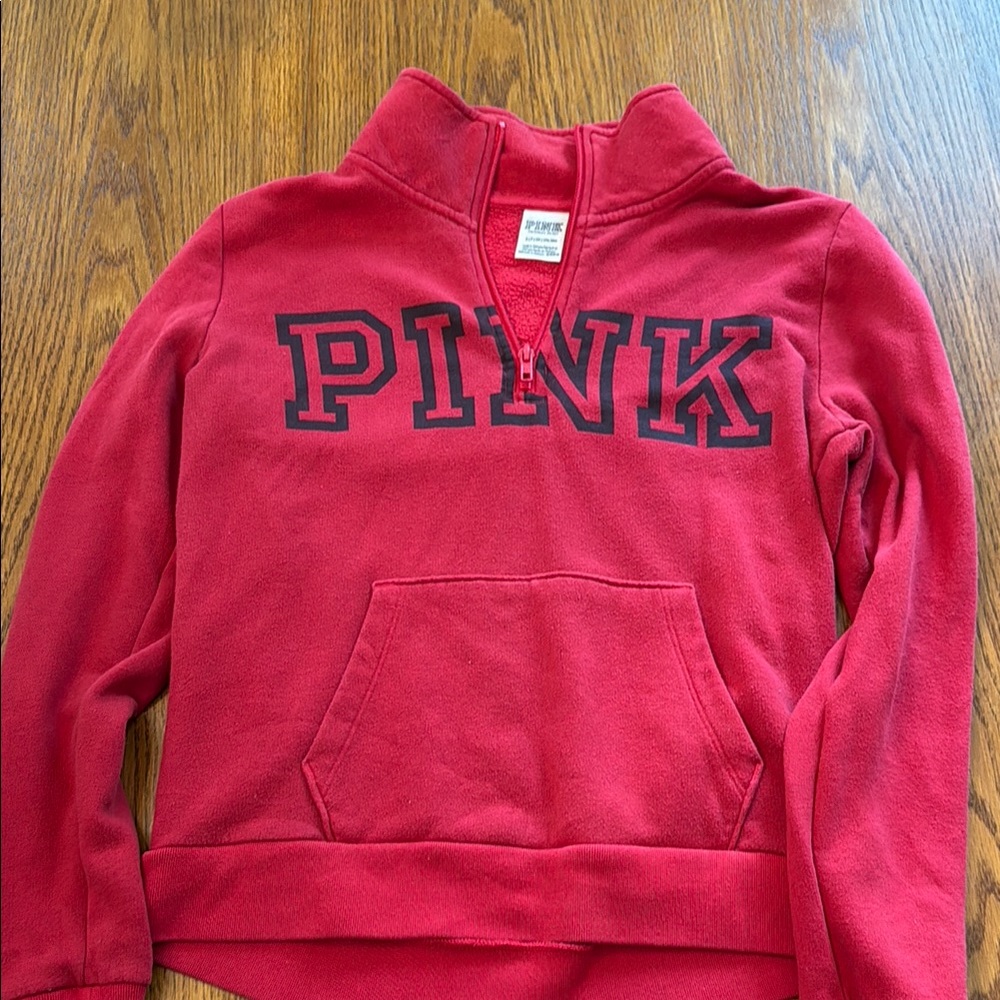 Red Victoria Secret PINK Quarter-Zip Pullover